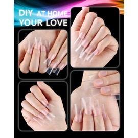 120PCS Full Cover Duck Tips | Half Matte Gel x Nail, Clear Natural Fan Flare Crystal Duck Feet Styel for Wide French False Nail Extension, Full Cover Nails Professional - Y2K Designs(12 Size)