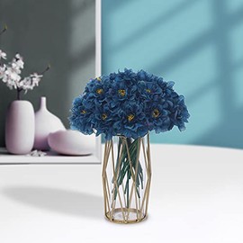 Kimura's Cabin - Ramos de flores artificiales de seda, hortensias de crisantemo, 21 unidades para el hogar, mesa de comedor, decoración de fiesta, boda (color azul marino, paquete de 21)