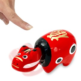 [Made in Japan, Rare Production] Akabeko, Evil Protection Cattle, Happiness Cattle, Evil Protection Against Evil Diseases, Luck Charm, Handmade Papier, Folk Art, Local Toy, Made in Fukushima Prefecture (S Size: 4.7 inches (12 cm)