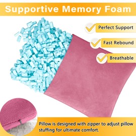 1 MIDDLE ONE 2 Pack Small Pillow, Memory Foam Mini Pillow 11 X 7 Inches for Travel, Sleeping, Nap and Neck, Knee, Lumbar Support, Tiny Pillow Cushion for Pet, Dogs (Purple)