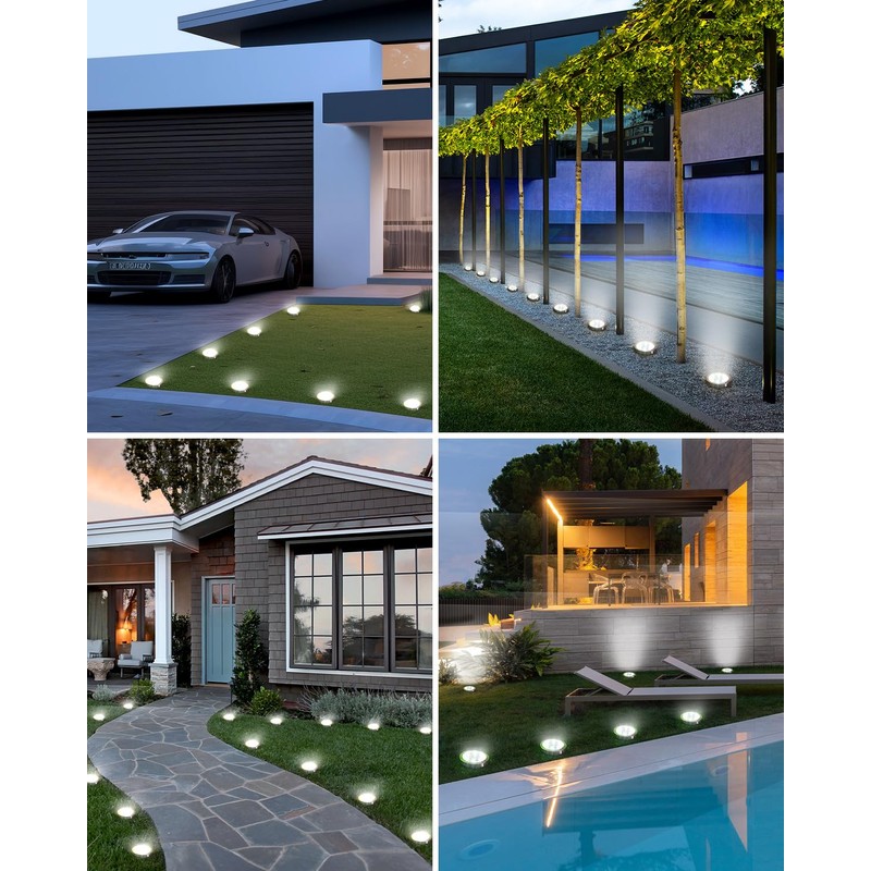 btfarm 10 Pack Solar Lights Outdoor, 8 LED Solar Ground