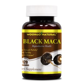 Woohoo Natural Peru Black Maca 1500 mg 120 Caps Energizing Herb Rich in Saponins FREE SHIP