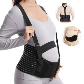 Cinturón de Maternidad con Correas de Soporte,Faja Embarazo Soporte Ajustable,Transpirable y Suave, Faja Maternidad Protección de Cintura, Alivia Cintura y las Molestias Abdominales (Negro, X-Large)
