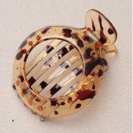 SOWAKA Hair Claws Small Non Slip French Round Concord Flat Hair Clips Banana Barrettes Alligator for Women Thick Long Hair Styling Yoga Exercise (Light Coffee Dot)