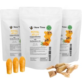 Organic Royal Jelly Suppositories for Women 3-Pack - 100% Pure Prebiotic & Probiotic Support for Vaginal Health, Odor, pH, and Yeast Balance – 30 Count Total