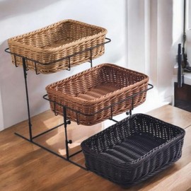 Height adjustable basket stand bakery dessert store display stand square bar