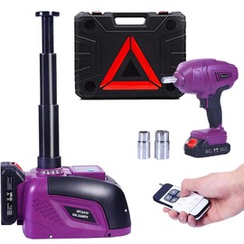 ROGTZ Cordless Electric Hydraulic Car Jack Kit with Impact Wrench, Remote Control 5 Ton 12V for SUV Sedans Tire Change with LED Light