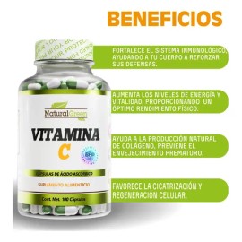Natural Green Vitamina C 100caps 500mg Alta Absorción Pureza Natural