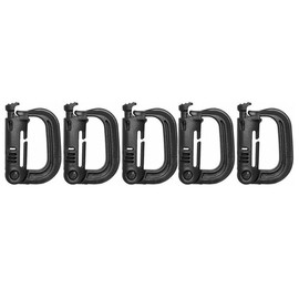 AIMALL 2/5pcs Tactical Carabiner Hook D-Ring Clip for Military Backpack EDC Outdoor Buckle - Durable Reinforced Plastic, Quick Release, Fits Molle Systems