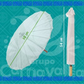 Grupo Carnavallia Sombrilla China Madera Blanca Tela Bambú Flores Boda Recuerd