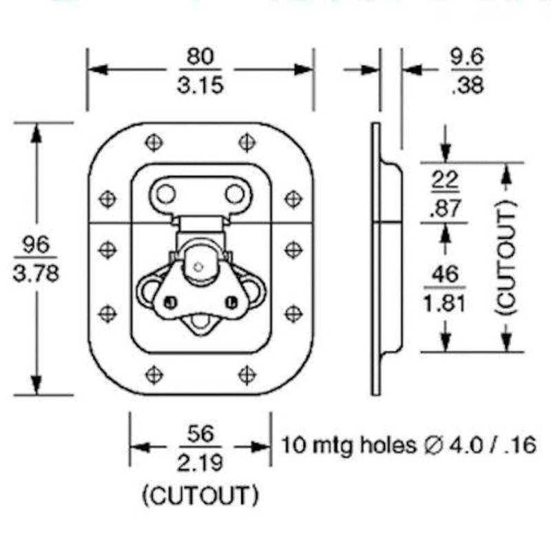 Penn Elcom Genuine 3758 Zinc Recessed Butterfly Latch - Rack