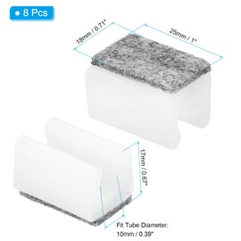 PATIKIL フェルトパッド付きの長方形の椅子脚カバー8個 10mmのスムーズなスライド 傷やノイズなし 家具の足のハードウッド保護具 オフィス用の床スライドチューブキャップ ホワイトグレー