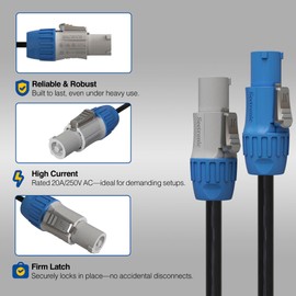 Seetronic SAC3FCB Lockable 3-Core AC Power Connector for Stage Lights, Sound Consoles, LED Panels, and Amplifiers (White, Power-Out, Indoor Use,1PC)