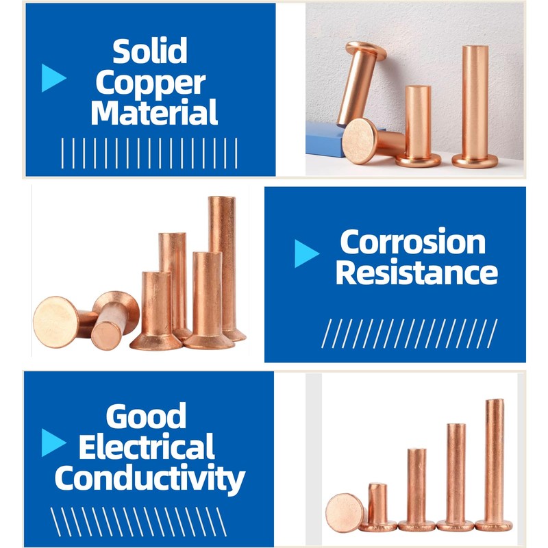 Glarks 270Pcs M2 M2.5 M3 Flat Head Solid Rivets, 9