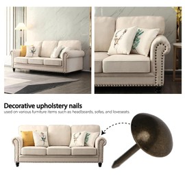 Upholstery Tacks for Furniture Vintage Upholstery Nails Tacks for Decorative 100Pcs Furniture Sofa Thumb Nails Pins Assortment Kit 7/16" Head Diameter Upholstery Nails Decorative Tacks for Furniture