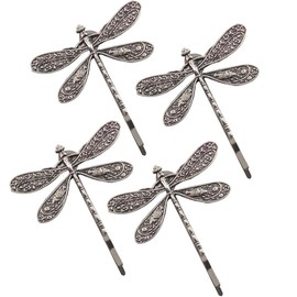 4 Pcs Silver Dragonfly Hair Clip Wedding Retro Antique Barrette Bridal Headdress Color Head Wear Styling Hair Accessories Hair Styling Pins for Girls Women Ladies Bobby Pins Hairpins