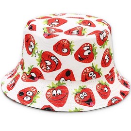 KUMSODE Men Women Outdoor Hat Fishing Hat Summer Fishing Hats Strawberry Hat Bucket Hat UV Protection Hat Girls Children