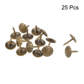 uxcell Upholstery Nails Tacks 8mm Head Dia Antique Round Thumb Push Pins Bronze Tone for Furniture Sofa Headboards, 25 Pcs
