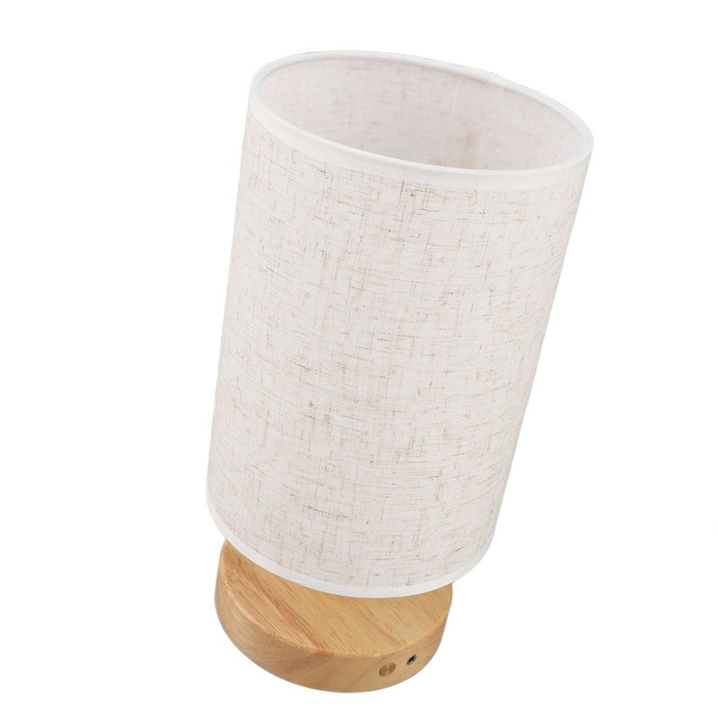 LED Bedside Lamp Touch Control Wood Nightstand Lamp Desk Cabinet