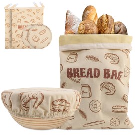 2 Pack Beeswax Bread Bags with 10'' Reusable Bowl Covers for Homemade Bread, Extra Large Reusable Beeswax Bags Set for Storage Sourdough,Large Capacity Breads Storage Bag to Keep Fresh (Yellow)