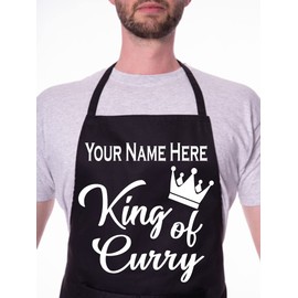 Print4U Personalise This Apron King Of Curry Any Name Here BBQ Cooking Apron Pink