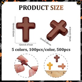 PH PandaHall 500pcs Cross Beads 5 Colors Small Crosses for Bracelets Acrylic Cross Charms Loose Spacer Beads Christmas Bead for Rosary Bracelet Necklace Earring Jewellery Making DIY Crafts