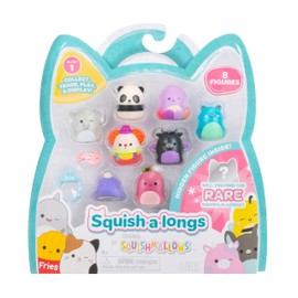 Squish-a-longs 8 Pack - 1” Mini-Squish with 2 Accessories, 1 Ring, and a Collector’s Guide - Collect, Trade, & Play