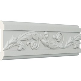 Ekena Millwork 3 3/8"H x 3/4"P x 94 1/2"L, (8" Repeat), Medway Running Floral Chair Rail