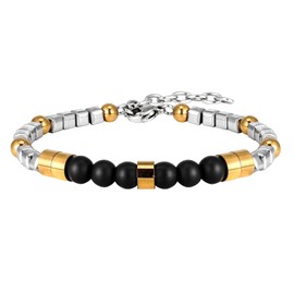 Feifuli Bracelet for Men Adjustable Beaded Bracelet with Different Style Stone, Stainless Steel Bracelet women mens jewelry (Model:RD-JN1298)