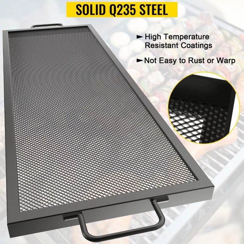 Vevor Rejilla Para Hoguera Rectangular Parrilla 44x15 PuLG Color Negro
