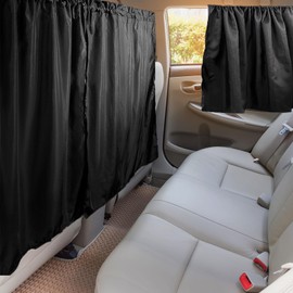 4 Pcs Medium Upgrade Double Layer Thickened Car Curtains Set, 98% Light Blocking Car Window Shades Covers, Include 2 Side Window Covers, 1 Divider Curtain & 1 Storage Bag, Sedan SUV Accessories