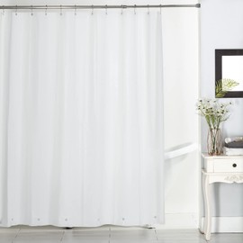 Interior Trends Premium PEVA Waterproof Shower Curtain Liner with Rust Proof Metal Grommets and 6 Weighted Magnets (4G - White, 72" W x 72" L - 1 Piece)