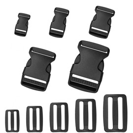 zeyedemo 20 Set Release Buckle Clips Rucksack Clips Tri-Glide Slides Plastic Buckle Clips Replacement Buckles Clip for Strap Pet Collar Backpack Accessories Tent