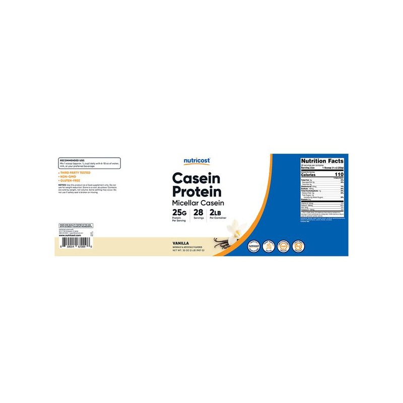 카제인 프로틴 2lb 바닐라맛 1병 Casein Protein 2lb Vanilla Flavor