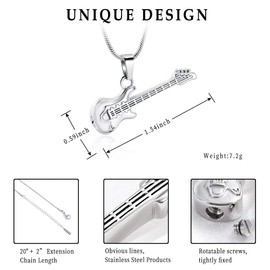 memorial jewelry Musical Instrument Cremation Necklace for Women&Men Guitar Urn Necklace for Ashes