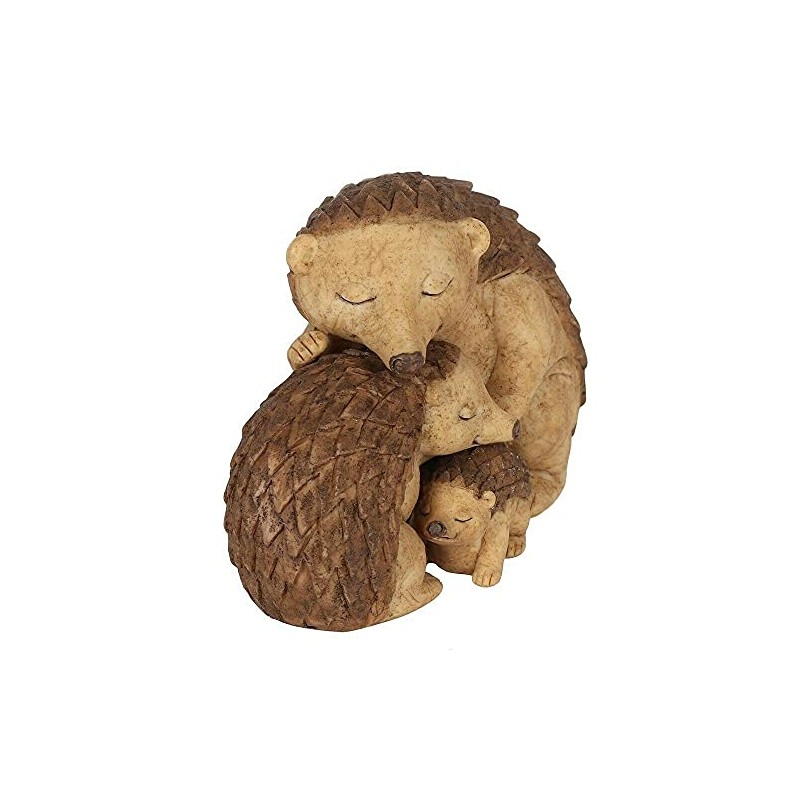 Adorable Brown Resin Hedgehog Family Ornament - 8cm x 11cm
