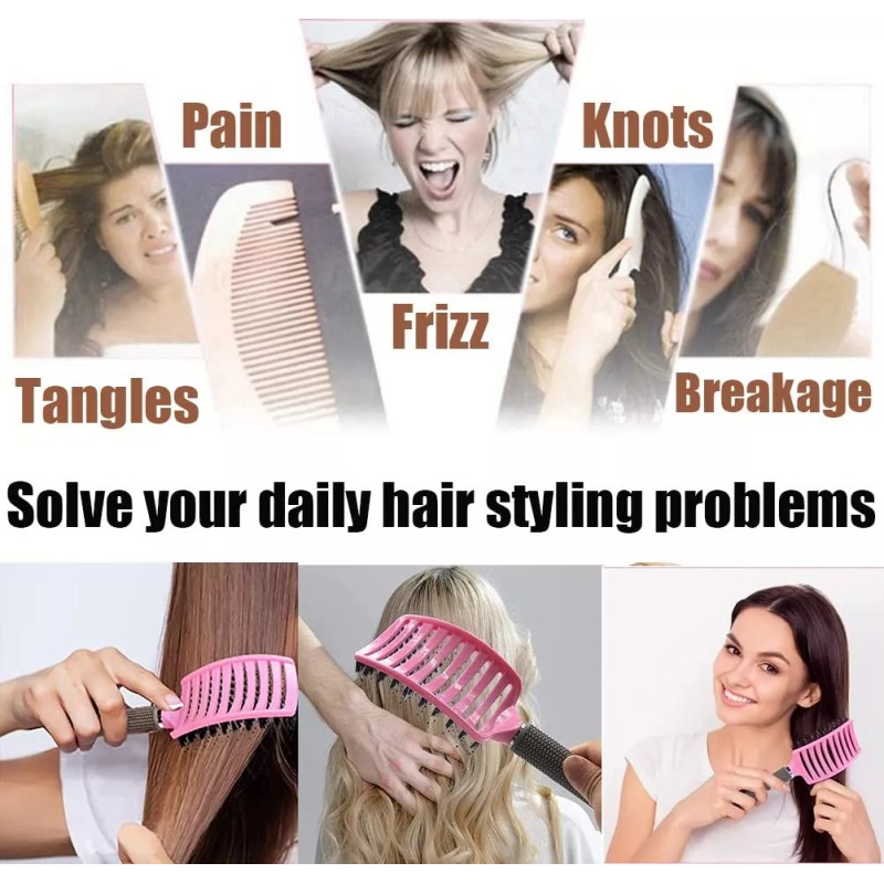 Morsafe Cepillo Cerdas De Jabalí Curvo Ventilado Para Secar Y