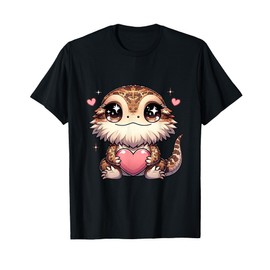 Kawaii Bearded Dragon Valentines Day Kids Teen Girls Otaku T-Shirt
