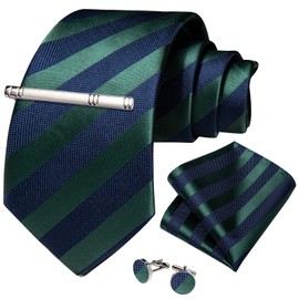 DiBanGu Necktie, Striped Necktie, Handkerchief, Cufflinks, Tie Pin Set, Wedding, Business, School Entrance Ceremony, Graduation, Year End Party, Free size