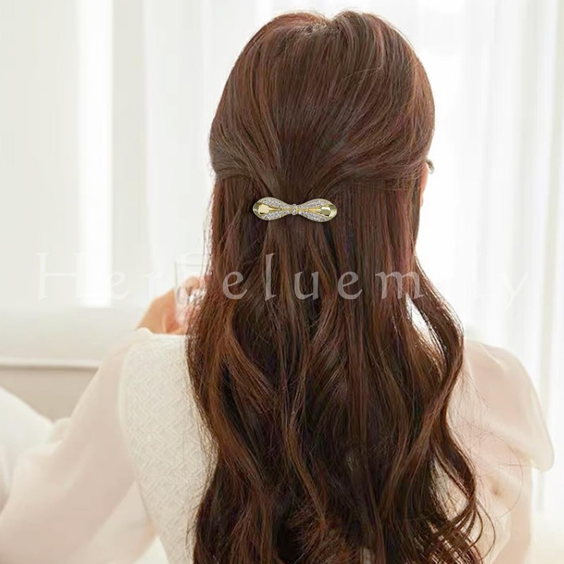 Herbeluemily Barrette, Secure, Small, Bijou Ribbon, Hair Clip, Stylish, Adult,