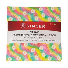 Singer Fabric 100% Cotton Tie Dye 10 Inch Square Charm, 20Pc