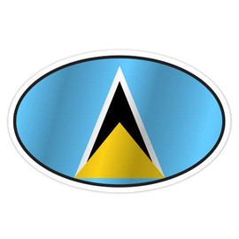 Saint Lucia Flag Oval - Vinyl Sticker Waterproof Decal