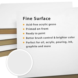 PHOENIX Large Gesso Boards for Painting - 16x20 Inch / 2 Pack - Smooth Surface 3/4 Inch Cradled Wood Panels for Oil & Acrylic Paints, Crafts & Pouring Art