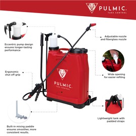 PULMIC Raptor 16 Professional Backpack Sprayer, Lawn and Garden Sprayer, Padded Shoulder Strap for Pests & Weeds, Watering, and Spraying Plants, Manual Pump with Lower Wear, 4 Gallon Backpack Sprayer
