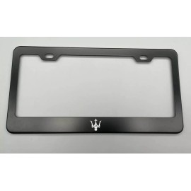 FP Laser Engraved Maserati Logo Black  License Plate Frame Stainless Steel