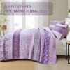 WONGS BEDDING Boho Quilt Set King,Purple Bohemian Striped Patchwork Bedspread