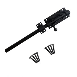 Proshopping 12 Inch Barrel Bolt Latch, 304 Stainless Steel Heavy Duty Gate Latch Slide Lock with Padlock Hole, 14mm Dia.Rod Security Sliding Bolt Gate Latch for Wooden Fence, Door Latch - Black