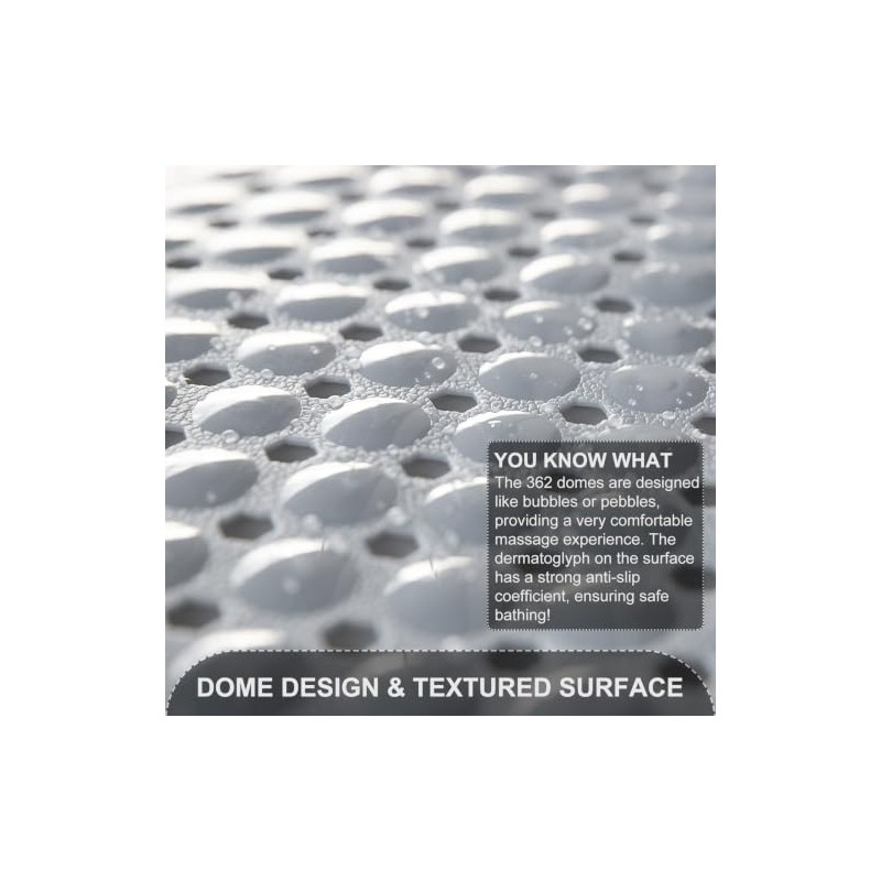 TEESHLY Non-Slip Extra Large Bath Mat with Drain Holes