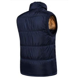 Neecan Men's Outerwear Vests Full-Zip Sleeveless Jacket Winter Warm Fleece Lined Vests Stand Collar Padded Vest Black M