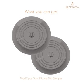 BEADNOVA Bathtub Water Stopper Tub Drain Plug Silicone Tub Universal Bathtub Stopper for Drain (6 Inches, 2 Pack, Grey)